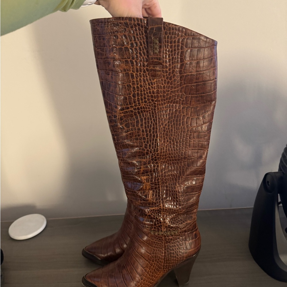 Free People Brown Crocodile Heeled Boots - Picture 2 of 5